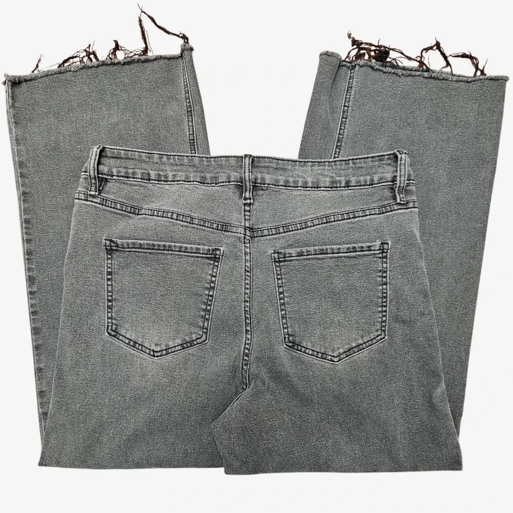 California Vintage Wide Leg Jeans Womens 13/31 Grey Frayed Raw Hem Grunge Y2K